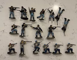 Vintage Lot of 17 MPC Plastic Painted Civil War Soldiers Figures Blue Gray - Picture 1 of 5