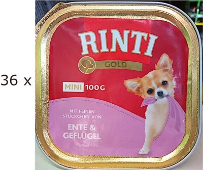 36 x 100 g Rinti Gold Mini (€ 8,32/kg) mit Ente & Geflügel für Mini-Hunde - Bild 1 von 3