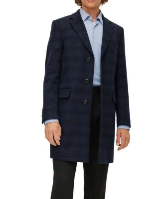 $1395 Hugo boss Slim Fit Virgin Wool-Cashmere Overcoat Navy Size 38R - Image 1 of 4