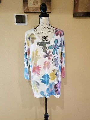 Suéter Top Ligero Cuello en V Floral Nally & Milly Talla XL Foto 1 de 4