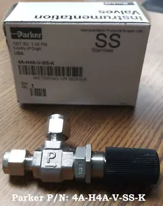 Ángulo de válvula métrica Parker 316 acero inoxidable 1/4" compresión, 4A-H4A-V-SS-K - Imagen 1 de 4