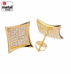 NUEVO Aretes para hombre Hip Hop enchapados en oro de 14k cavados cometa plana tornillo trasero - Imagen 1 de 8