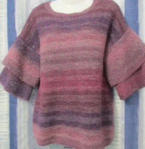 Ponsesa Size S Multi-color with Metallic Threads Tiered Bell-Sleeved Sweater - Picture 1 of 8