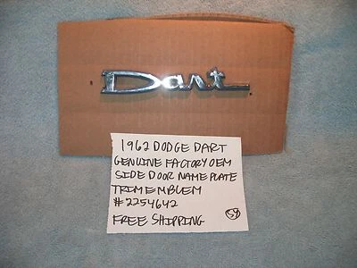 Dodge Dart Mopar 1962 fabricante de equipos originales placa de identificación de una puerta emblema de moldura 2254642 Foto 1 de 4