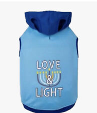 Hanukka Dog Hoodie Sweatshirt Blue Fleece Lined Love and Light Size Large