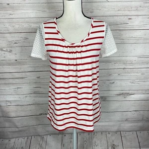 Top de mujer Papermoon Stitch Fix talla pequeña rojo blanco manga de encaje a rayas - Imagen 1 de 7