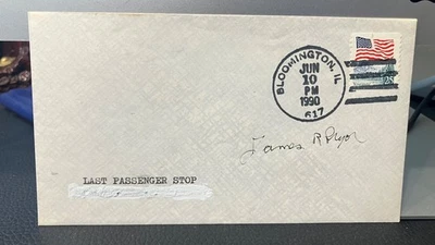 Last passenger stop of train in Bloomington Illinois, 1990, signed - Image 1 of 3