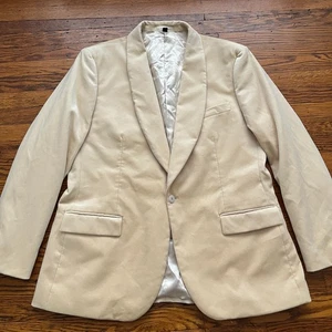 J.Crew Ludlow 46R Men's Velvet Shawl Collar Dinner Jacket Blazer Cream Foral - Picture 1 of 12