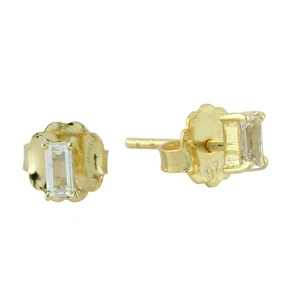 White Topaz Stud Earrings Sterling Silver Minimalist Gift for Her Fine Jewelry - Picture 1 of 6