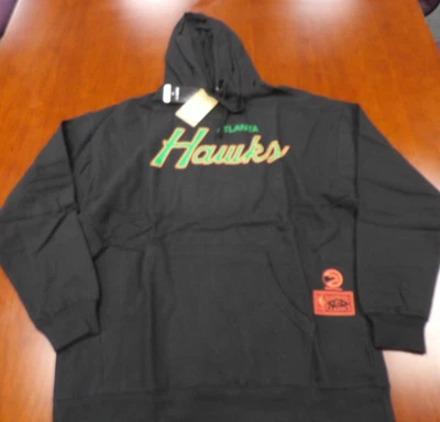 MITCHELL & NESS NBA ATLANTA HAWKS BLACK HOODED SWEATSHIRT SIZE XL - Image 1 of 4
