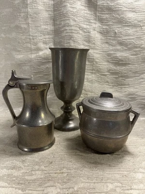 复古  Wilton Armetale RWP Pewter 带盖 4 英寸单个豆罐奶壶杯 -8759 — 第 1/4 张图片