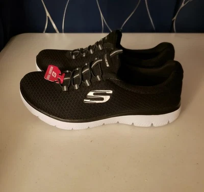 Zapatillas deportivas Skechers para mujer Summits negras blancas de espuma viscoelástica 8,5 nuevas en caja 12980 BKW Foto 1 de 4