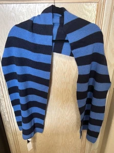 GAP Scarf Lambswool  & Angora Rabbit Hair Blend Blue Color Striped 11x66” Unisex - Picture 1 of 11