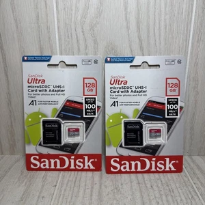 2 cartes micro SD SDXC SanDisk 128 Go 100 Mo/s Ultra 128G classe 10 UHS-1 A1 - Photo 1 sur 2