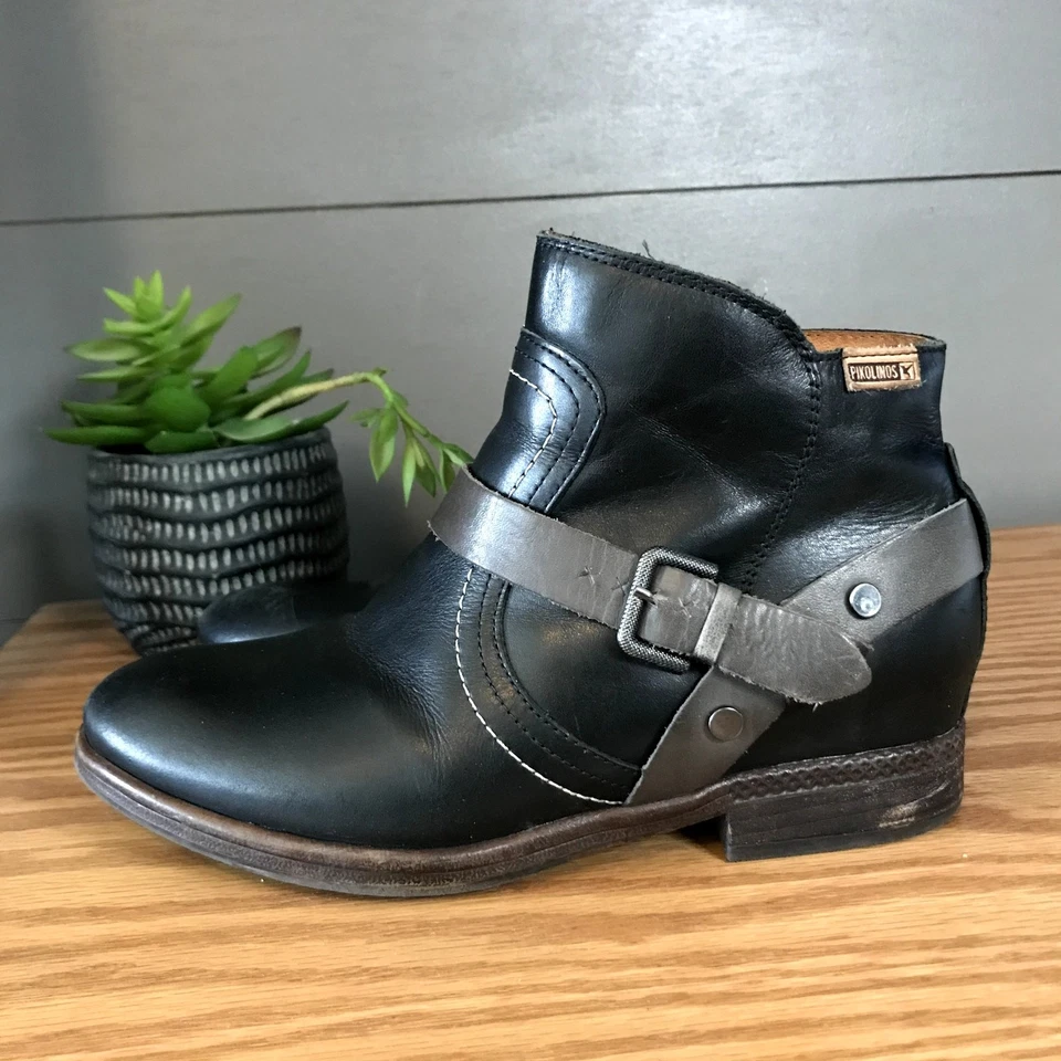 Pikolinos Women Ordino Boots Leather Black Buckle Womens Size 8 - Image 1 of 4