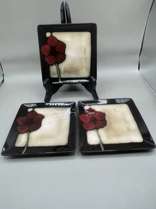 Pfaltzgraff bemalte Mohnblumen 6" kleiner quadratischer Teller 3er Set - Bild 1 von 7