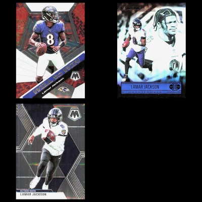 Lamar Jackson Lot 3 Football Cards Baltimore Ravens Panini Mosaic Will to Win - Image 1 of 4