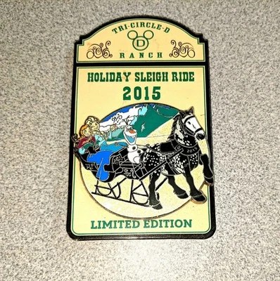 Prendedor Disney Frozen - Paseo en trineo navideño 2015 TriCircle D Ranch Elsa Anna Olaf LE Foto 1 de 3