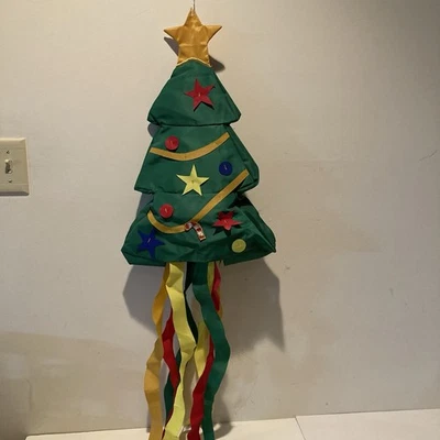 Evergreen 3D Windsock CHRISTMAS TREE Garden Décor 40" x 13" Vintage 90s New open - Image 1 of 4
