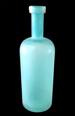West Elm Waterscape Sea Glass Bottle Vase Frosted Turquoise Blue Heavy 15" Tall - Image 1 of 4