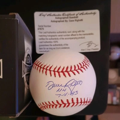 Dave Righetti Signed Autographed MLB Ball No Hitter 7-4-83 Leaf Authentics COA - Image 1 of 3