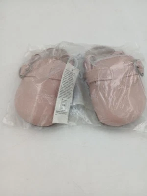 Antiguo Zapatos Azul Marino Bebé Niñas Talla 2 3-6 Meses Rosa Zueco Sandalias Sin Cordones Correa Trasera Foto 1 de 4