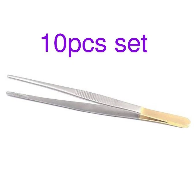 Pinzas quirúrgicas para aderezo dental J2 acero calidad premium 10 un. 6" dorado Foto 1 de 4