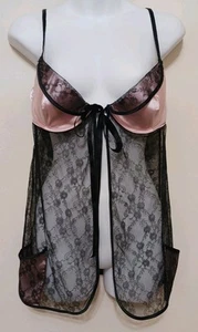 Victoria's Secret Teddy 36D Top only Satin Underwire Floral Lace French Maid  - Picture 1 of 13