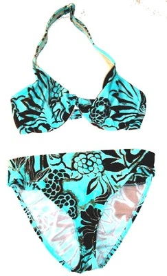 Traje de baño bikini halter azul Sunsets Baja talla 32D/L 58 con aros superior e inferior 32B Foto 1 de 2