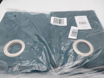Exclusive Home Set Of 2 Grommet Panel Curtain Sateen Teal 52in x 108in - Image 1 of 4
