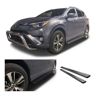 Se adapta a estriberas de aluminio Toyota RAV4 2016-2018 R66 escalón lateral acabado negro Foto 1 de 2