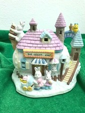 Bunnies With "Egg" Ice Cream Shop Easter Collectible - Bisque Porcelain - Euc