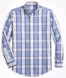 Brooks Brothers Regent Regular Fit Sport Hemd Herren XL Bügelfrei Multi Kariert NEU - Bild 1 von 12