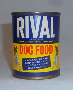 Vintage Rival Dog Food Mini Tin Can Bank Dogs Graphics Rival Packing Co. Chicago - Picture 1 of 8