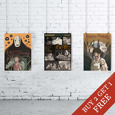 HAYAO MIYAZAKI Set of 3 Art Prints * Alternative Movie Poster Designs A3/A4 Size