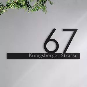 Straßenschild mit Hausnummer - Edelstahl, Anthrazit, Schwarz - Selber gestalten - Bild 1 von 6
