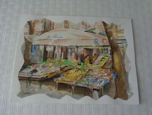 FRASCATI PIAZZA MERCATO ACQUERELLO 33 X 25 CM MAESTRO CIRO ABATE STAMPA CORNICE - Foto 1 di 2