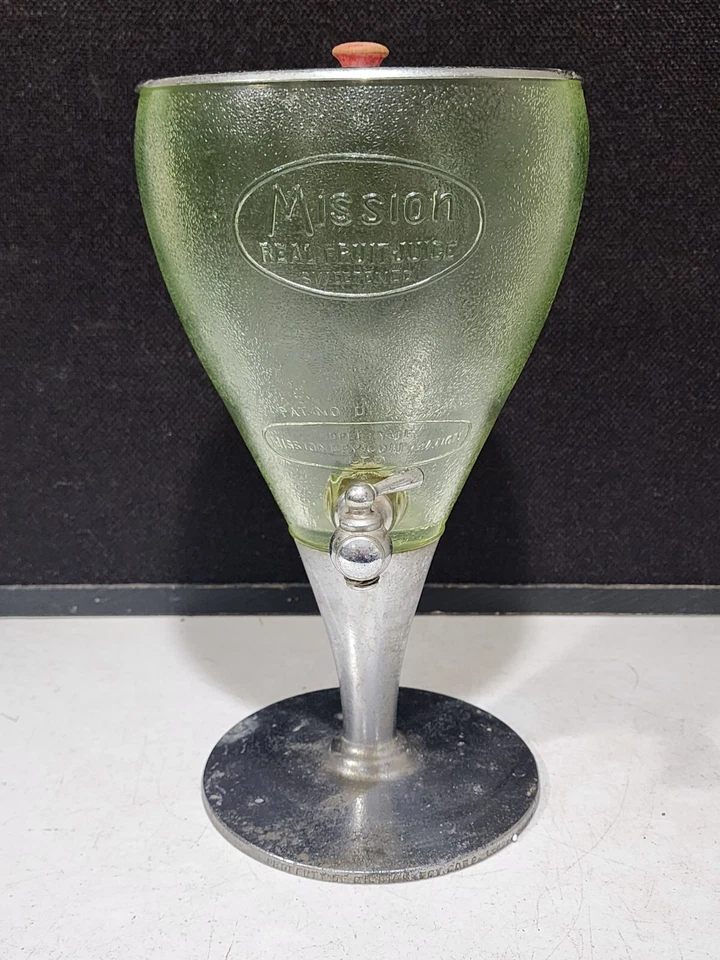 Antique Uranium Green Glass Mission Fruit Juice Dispenser Chrome Base - Image 1 of 4