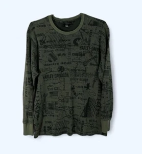 Harley Davidson Men's Long Sleeve Thermal Shirt Sz XL Graphic - Picture 1 of 4