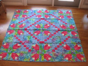 QUILT, NEW HANDMADE TIE DYE BATIK, 69" X 69" THROW, INDONESIAN ISLAND BEAUTY - Picture 1 of 14