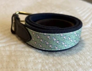 Vineyard Vines Lacrosse Leather & Brass Buckle Club Belt Sz 30 EUC - Picture 1 of 6