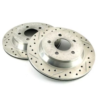 94-04 MUSTANG REAR BRAKE ROTORS PAIR 11.65" DRILLED & SLOTTED COBRA BULLITT MACH - Image 1 of 4