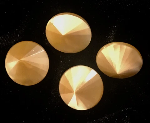 Antique Vtg (4) Victorian Cream SATIN GLASS BUTTONS  ASYMMETRICAL FACETED Cover