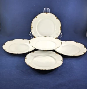 c.1920 L.H. Hutschenreuther Racine 7.5" Salad Plates, Gold Trim, Set of 5 - Picture 1 of 4