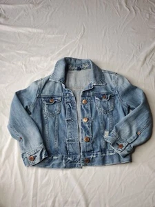 Y2K American Eagle Jean Jacket Womens Small Button Chest Pockets Blue 16.5x16.5 - Picture 1 of 9