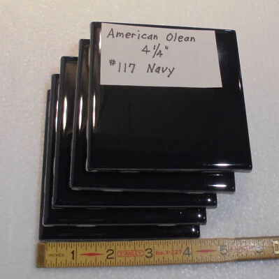 5 piezas: Azulejo Cerámico Azul Marino 4-1/4", de American Olean "Nuevo Stock Brillante" Foto 1 de 4