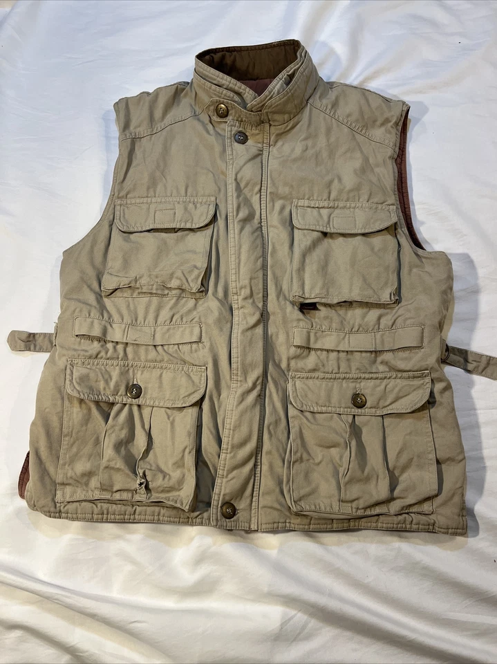 Duxbak Men’s Wuilted Insulated Khaki Hunting Fishing Vest Sz Medium Full Zip - Image 1 of 4