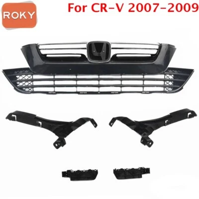 6PCS For CR-V 2007-2009 CRV Front Upper Lower Chrome Grille Grill Mesh Brackets - Image 1 of 4