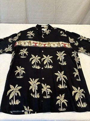 Vtg. Men’s L Pierre Cardin 100% Rayon Hawaiian Shirt SS Retro Drinks Palm Trees - Image 1 of 4