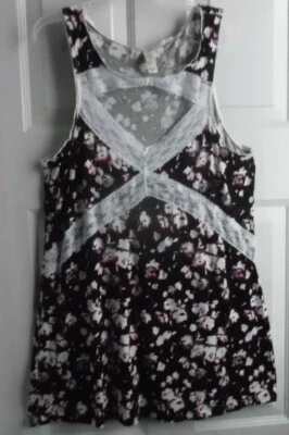 CAMISÓN BABYDOLL JESSICA SIMPSON NEGRO BLANCO PÚRPURA CHEMISE ENCAJE RAYÓN 2X Foto 1 de 4